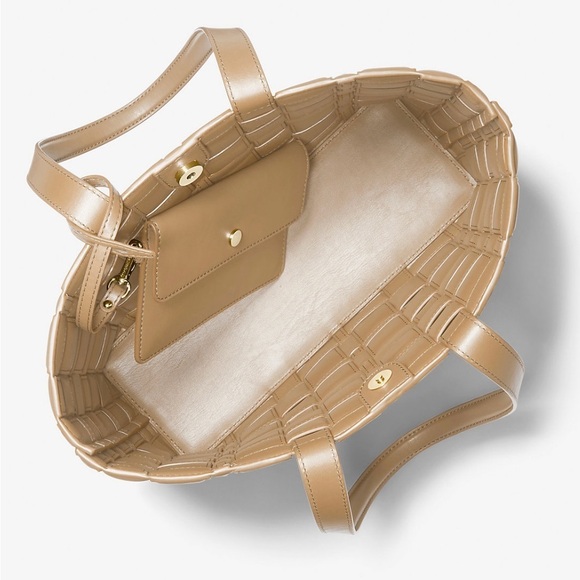 MICHAEL KORS Ivy Tote Bag & Wallet Woven Synthetic Leather 2pc Handbag AUTHENTIC - Picture 11 of 13